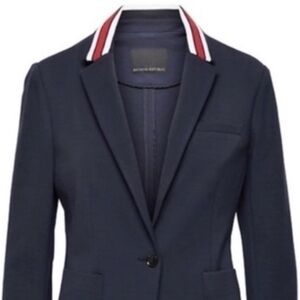 Banana Republic Navy Blazer with Striped Collar